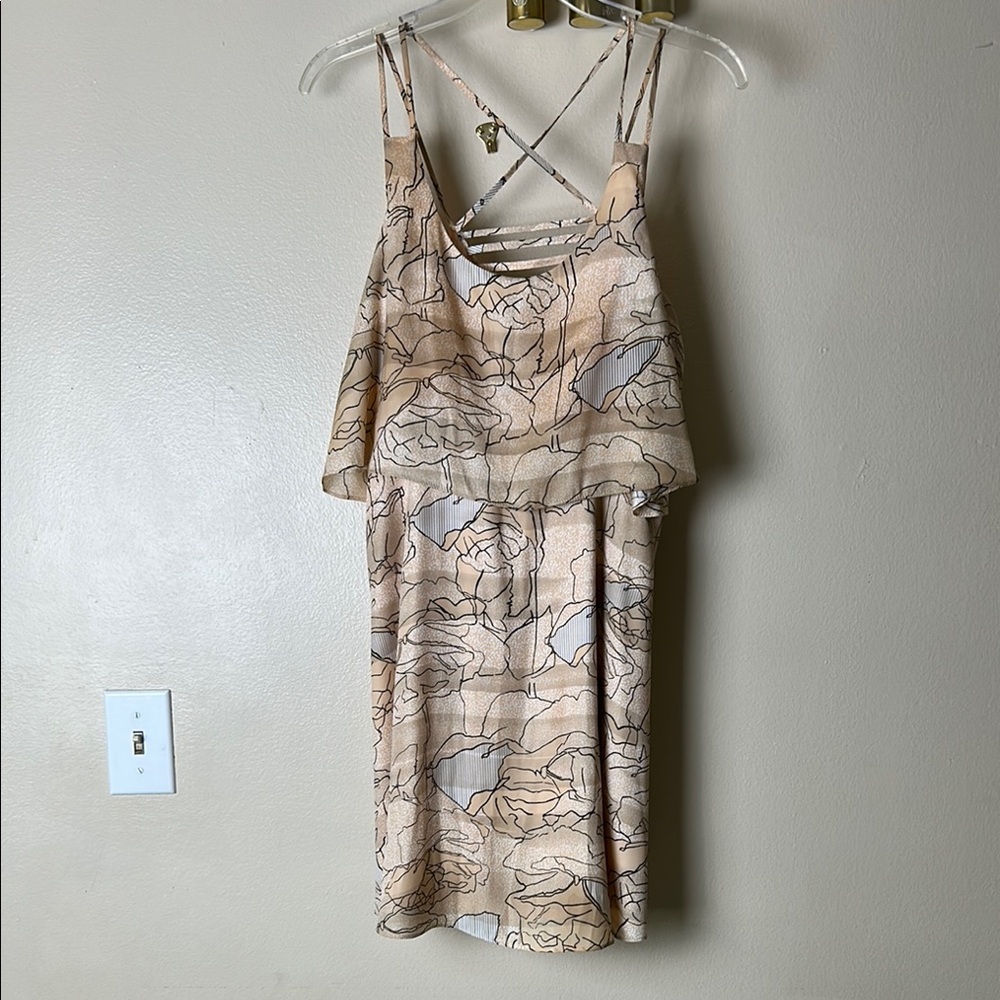 Bcbgeneration Tan Gray Spaghetti Strap Mini Dress - image 1